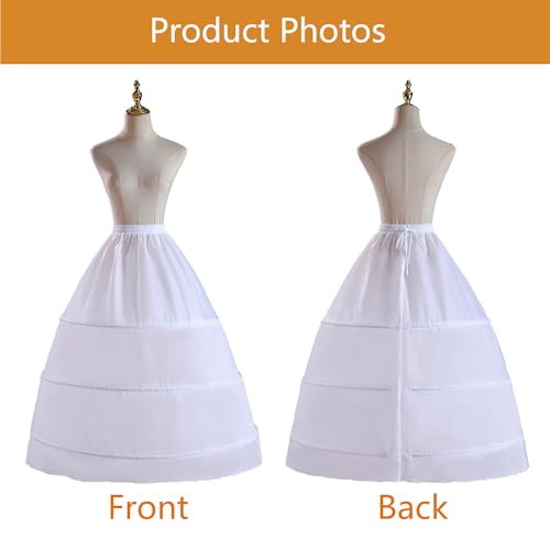 Women Crinoline Petticoat 3 Hoop Underskirt A-Line Floor Length Crinoline Wedding Ball Gown Skirt Slips Bridal Dress Petticoats4