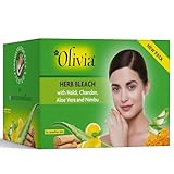 Olivia Herb Bleach for Sensitive Skin 60g | With Haldi, Chandan, Aloe Vera & Lemon | Removes Tan & Fades Facial Hair | Enhances Skin Tone | Soothes & Hydrates | For Men & Women