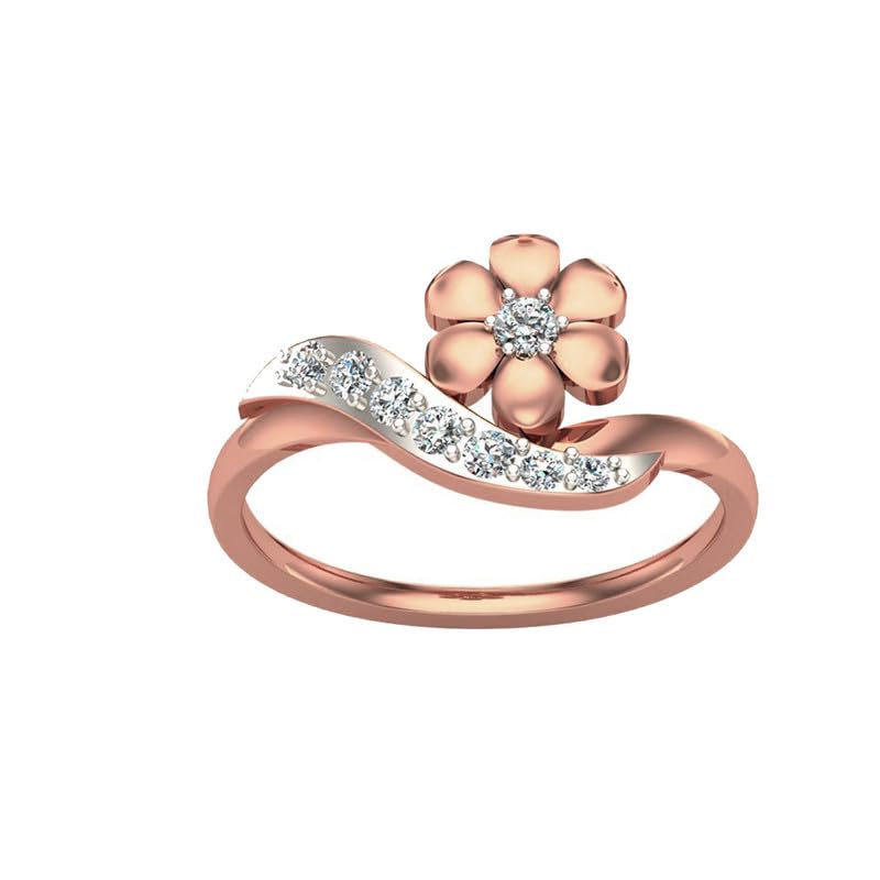Image of DISHIS 14K Yellow /White /Rose Gold Diamond Flower Ring for Women