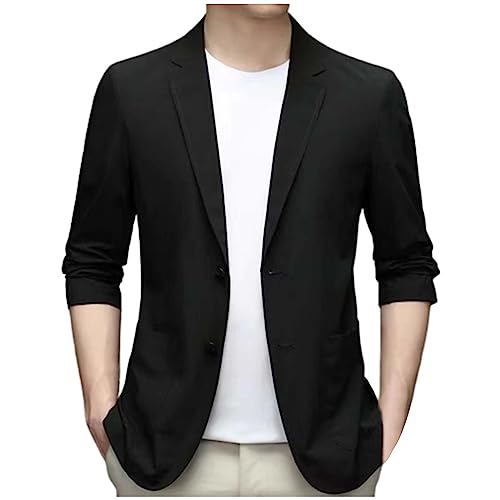 Casual Blazer for Men Lightweight 2 Button Business Suit Classic Slim Fit Lapel Solid Color Workout Suit Tops