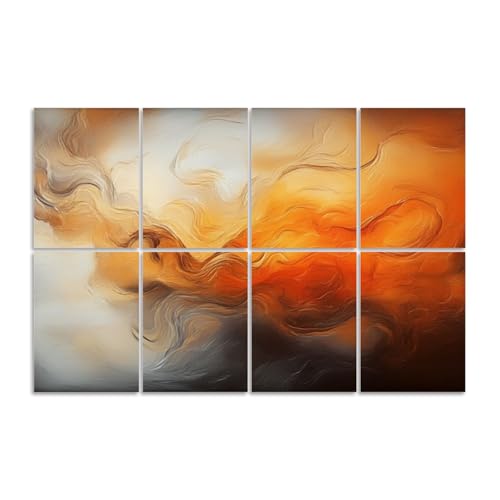 Paneles Acústicos Artísticos 8 Pack Absorción de Sonido con Patrones Abstractos Naranja y Movimiento Fluido 48"x32" miniatura 1