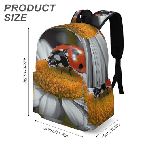 Ladybug Daisy Printed Backpack Water-Resistant Pack Stylish Bag Lightweight Travel Backpack3
