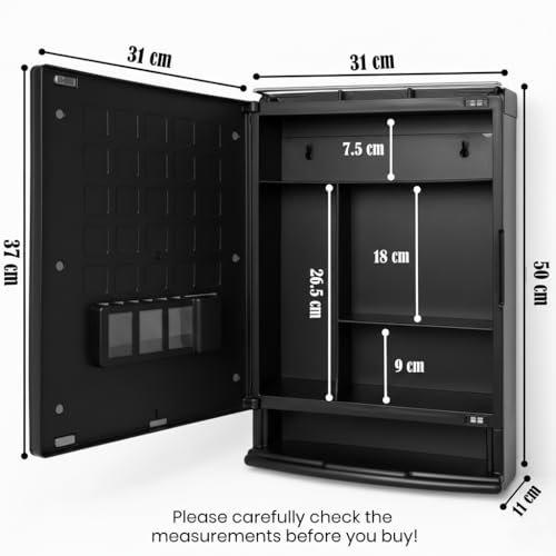 Image of JD FRESH Unbreakable Bathroom Cabinet with Mirror /Wall Mount Mirror Cabinet for Wash Basin /Bathroom Organizer Cabinet /Multipurpose Wall Storage Organizer /Decorative Prime Look (Black)