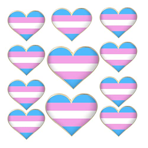 Image of 10 /20 /50 /100 Pcs Metal Trans Heart Pride pins Jewelry Quality Love Progress Rainbow Gay LGBTQ Transgender Lapel Pins for Backpack, Lapel, Pride Stuff Gifts