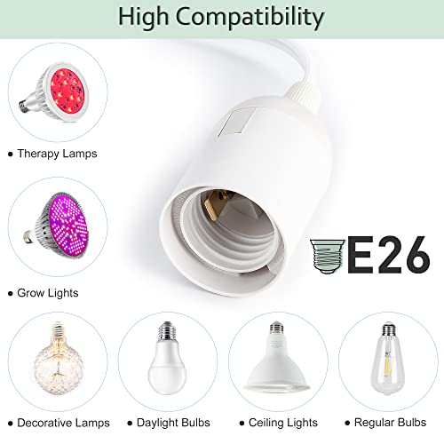 Jackyled Extension Hanging Lantern Cord Cable Ul 2-Pack 12Ft 360W With E26 E27 Socket Gear Switch + Hooks + 2-Prong Us Ac Power Plugs, Extra Lighting For Garage, Closet, Dark Corner, Plants #TOP5