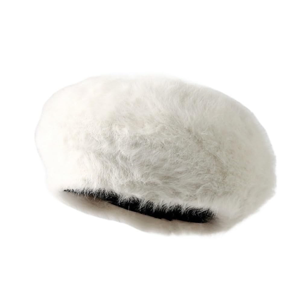 Béret français élégant blanc pour femme idéal pour le ski en plein air et la ville