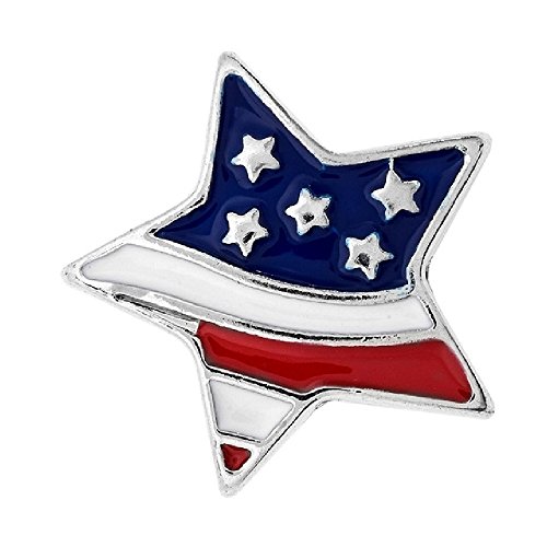 My Prime Gifts Interchangeable 18-20mm Snap Jewelry Enamel USA America Flag Star fits 18-20 Snap