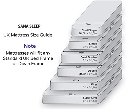SANA SLEEP 2FT6 Small Single Size Superior Comfort Pocket 3000 Series Spring Pillow Top Mattress
