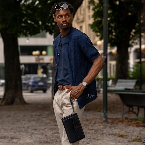 Time Resistance Leather Clutch for Men Organizer Wrist Bag Briefcase Handmade in Italy Gift Box Included3