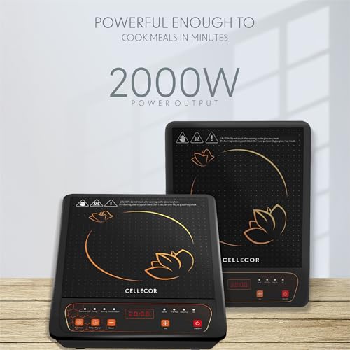 Image of CELLECOR ICT01CE 2000 Watts Induction Cooktop with Auto-Switch Off | 8 Preset Modes | Soft Push Button Control | Overheat Protection | Easy-to-Clean- Surface |1-Year Warranty