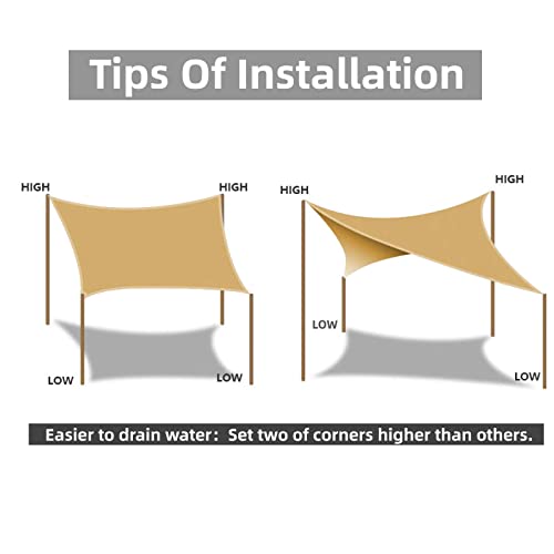 Homper 6.5' X 10' Sun Shade Sail Waterproof Sun Shade Sails Canopy Effectively 95% Uv Block, Oxford Fabric, For Patio, Balconies, Lawn Garden, Party, Outdoor Activities #TOP5