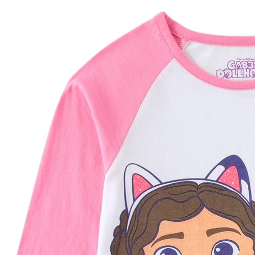 Image of DREAMWORKS GABBY'S DOLLHOUSE Girls 2 Piece Long Sleeve Shirt and French Terry Pants Set for Toddler and Big Kids