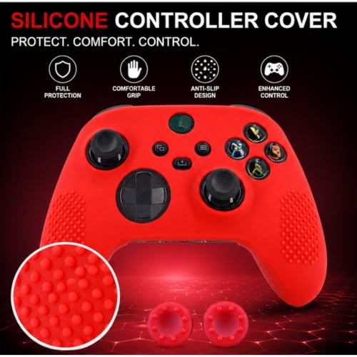 Image of TMG X Series X /S Controller Skin,Anti-Slip Protector Compatible with Xbox Series X /S Controller-Silicone Cover with 2 Thumb Grips Caps (Red)