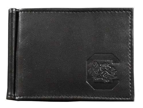 Rico South Carolina Gamecocks Genuine Black Leather Money Clip Wallet RFID Blocking