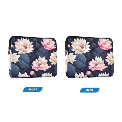Funda para laptop 13-14 pulgadas con flores cactus azul oscuro miniatura 2