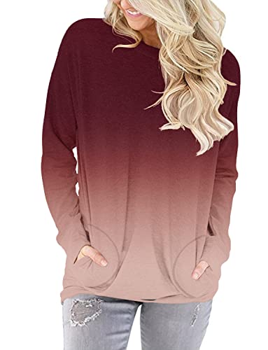 ONLYSHE Womens Crewneck Sweatshirt Casual Loose Fitting Tops Long Sleeve T Shirt