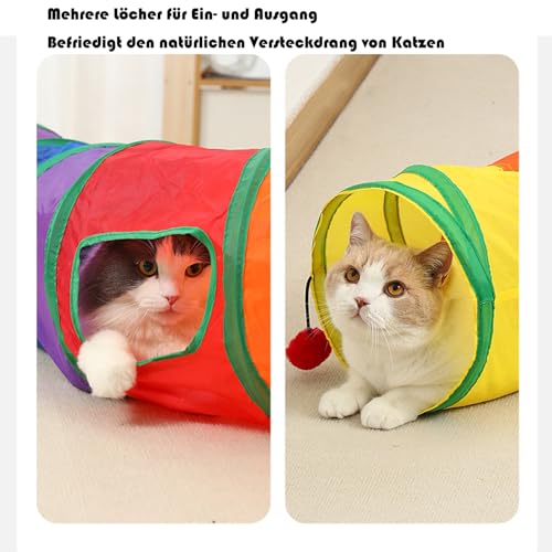 DoggKKin Katzenspielzeug Selbstbeschäftigung Katzentunnel,Vogelspielzeug für Katzen 123 * 25cm Intelligenzspielzeug für Katzen,Interaktives Katzenspielzeug Faltbar, Interaktives Haustier-Spielzeug