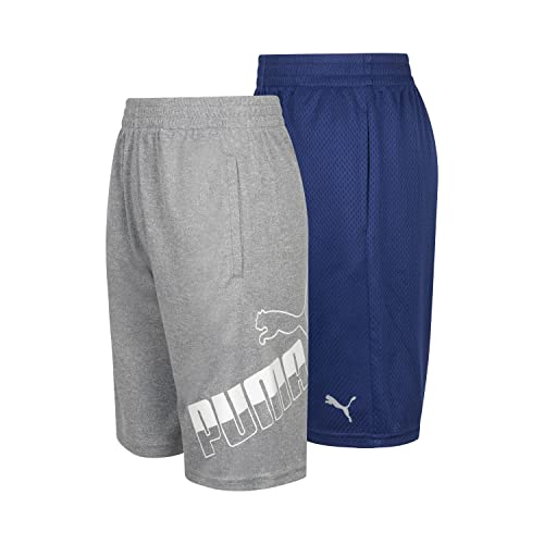 PUMA Boys' 2pk Performance & Mesh Graphic Logo Short Set2
