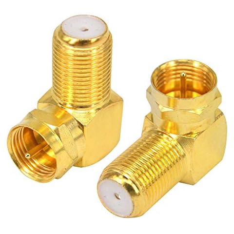 BOOBRIE Right Angle F Type Connector TV Aerial F Type Male to Female Coaxial Adapter RG6 F Plug Socket Coaxial Coupler 90 degree Satellite SKY Virgin Connector Wall Mounted TV Coaxial Cable Pack of 2 Cover