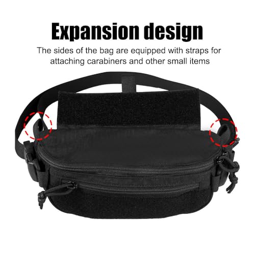 Bolsa táctica abdominal para chaleco con panel de velcro negro 5