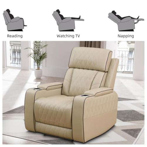 Sillón reclinable cuero Caqui miniatura 4