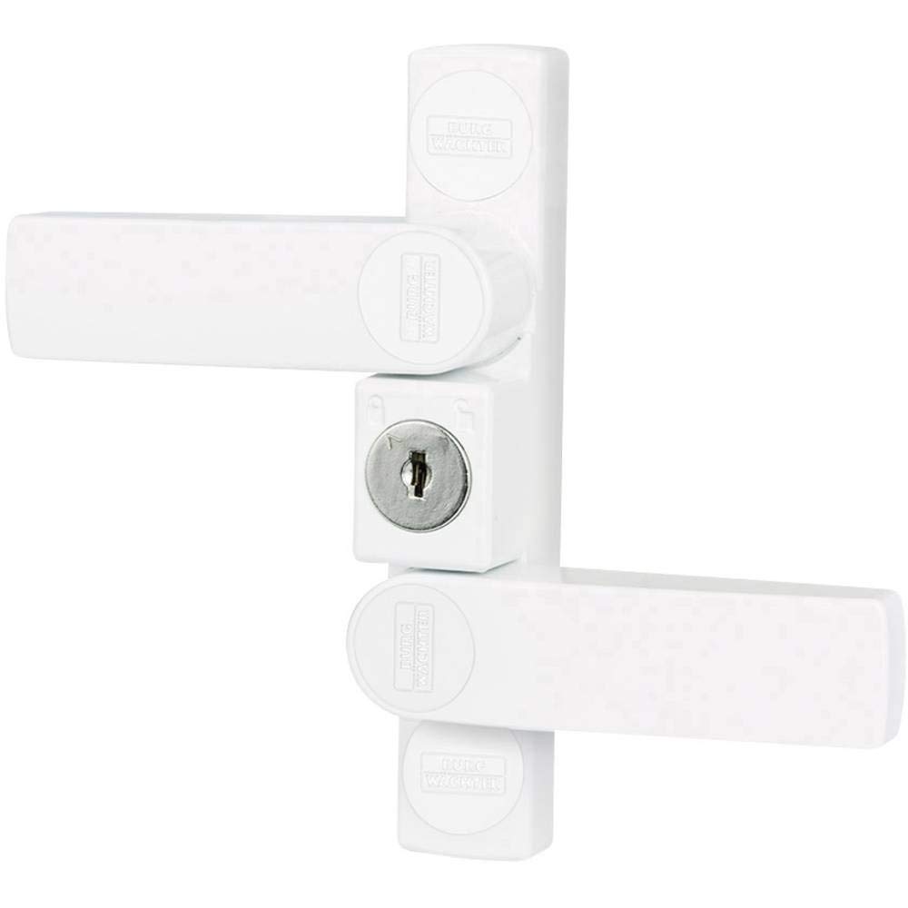 BURG-WÄCHTER Verrou de fenêtre, Protection antieffraction pour fenêtres 2 battants + portes de balcon, Verrou clé, Intérieur, Côté poignée/bas/haut, WinSafe WS 22, Blanc