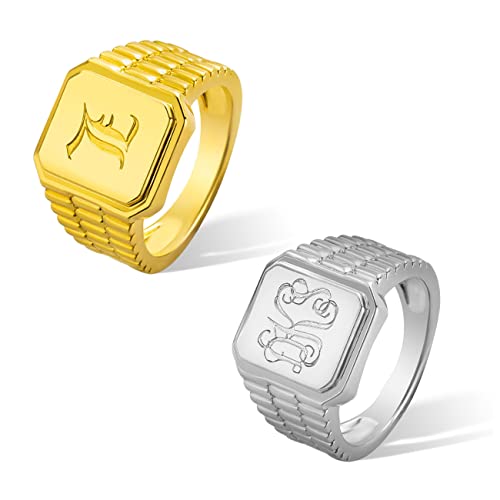 Quadratischer Siegelring aus Sterlingsilber für Männer und Frauen, individueller Initialenring, personalisierbar, Monogramm, Siegelringe, Geburtstagsschmuck, Geschenke für Vater, Männer,