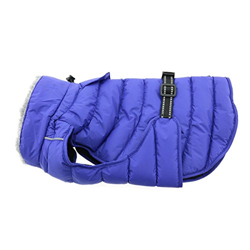 DOGGIE DESIGN Alpine Extreme Weather Puffer Dog Coat Waterproof (S, Blue)