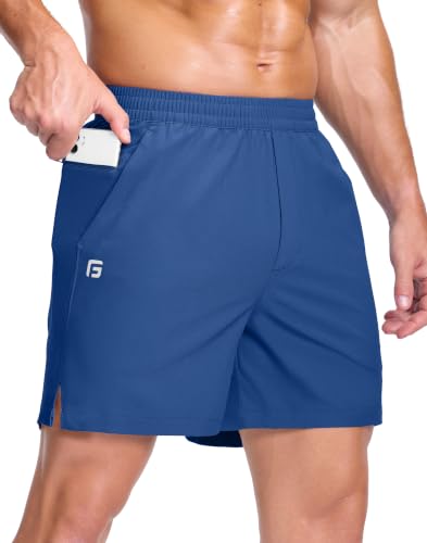 Image of GGJ Men's Lightweight Athletic Shorts with 2 Zipper Pockets 7 inch /9 inch /5 inch Gym Workout Running Quick Dry Tennis Shorts for Men