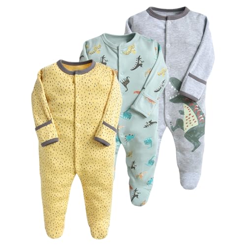 Grenouillères bébé amropi lot de 3 pyjamas en coton cadeau de naissance 0-12 mois