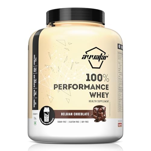 Image of avvatar PERFORMANCE WHEY PROTEIN | 2Kg | Belgian Chocolate Flavour | 25g Protein | 57 Servings