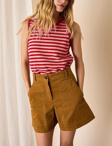 Image of Hongsui Women's Striped Color Block Sweater Vest Ribbed Knit Tank Tops Oversized Crewneck Pullover