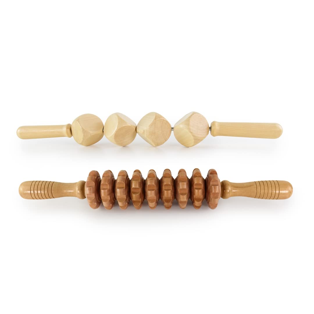 Kit di 2 rulli da massaggio per Wood Therapy | Massaggiatori anticellulite | Maderoterapia Addome | Massaggiatore Legno | Terapia Corpo Legno | Massaggiatore Anti-Cellulite
