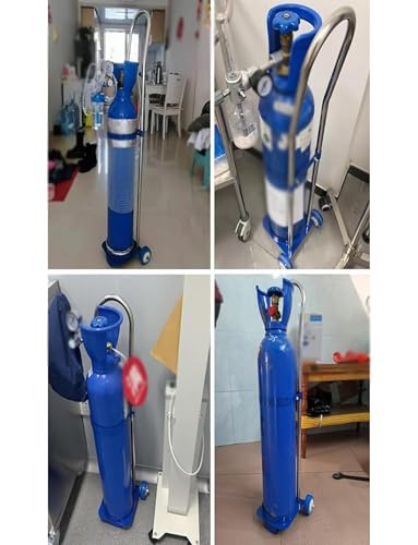 Carrello portatile a cilindro di ossigeno con altezza regolabile, ruote silenziose per un facile trasporto medico, ideale per uso domestico e strutture mediche
