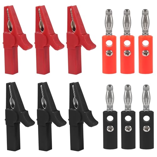 Lot fiches banane à pince crocodile 55 mm rouge noir pour test électrique