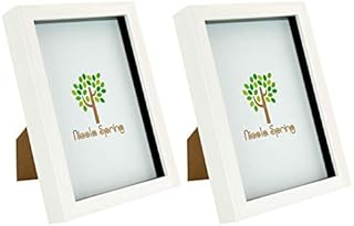 Nicola Spring Acrylic Box Picture Glass Photo Frame, Standing & Hanging - White - 6 x 8 (A5) - Pack of 2
