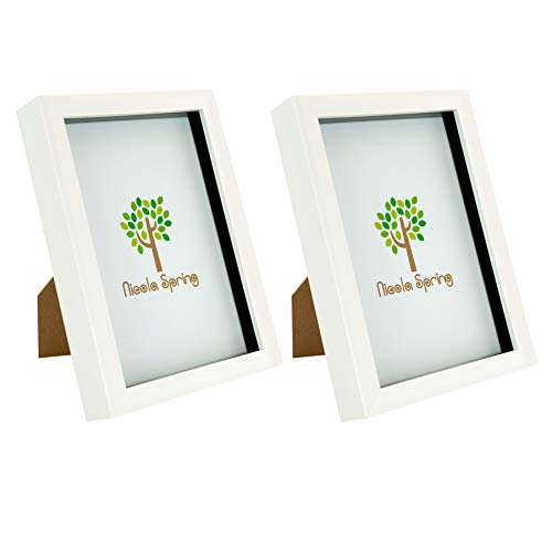 Nicola Spring Acrylic Box Picture Glass Photo Frame, Standing & Hanging - White - 6 x 8 (A5) - Pack of 2
