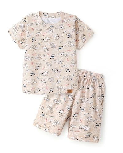 Image of Girls Premium Cotton Printed T-Shirt & Shorts Set | Summer Wear Comfortable Loungewear Clothing Set | Girls Co-Ord Set | Casual Half Sleeve Printed Top & Bottom Set