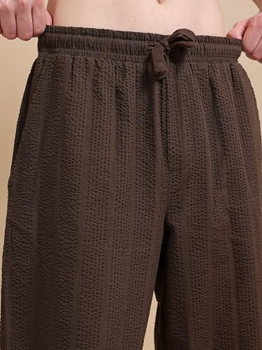 Image of StitchX Men's Airport Look Textured Seersucker Cotton Jogger Trousers S-4XL