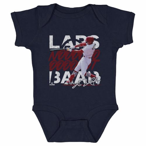500 LEVEL Lars Nootbaar Baby Infant One Piece Bodysuit (6M, Navy) - Lars Nootbaar St. Louis Arch WHT