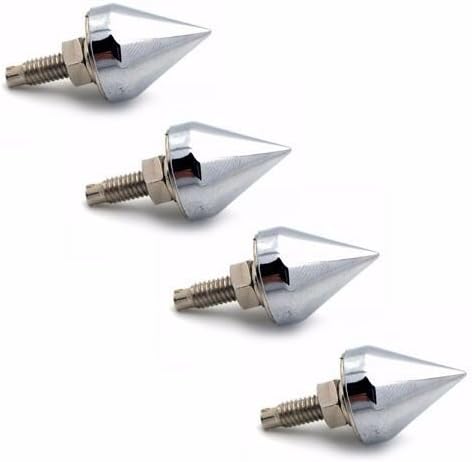 4 Chrome - Spike License Plate Frame Bolts - Motorcycle Bullet TAG Fastener