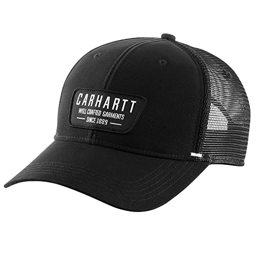 Carhartt Unisex Canvas Mesh-Back Crafted Patch Cap, Black, One Size