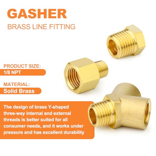 Image of GASHER 2PCS Brass Pipe Fitting Male Branch Tee Y Adapter 1 /8 inch NPT Female x 1 /8 inch NPT Female x 1 /8 inch NPT Male