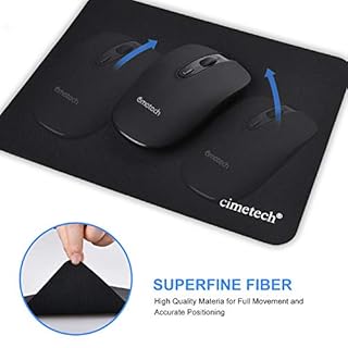 cimetech Tappetino per Mouse Confortevole Superficie Superfine in Fibra di Seta Liscia Sensori Base in Gomma Antiscivolo per Pulire Lavabile per Computer Portatile - Nero Black