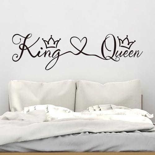 AnFigure Love Quotes Wall Stickers: Inspirational Vinyl Art Couples Wall Decals for Home Bedroom Bathroom Living Room - King & Queen 25