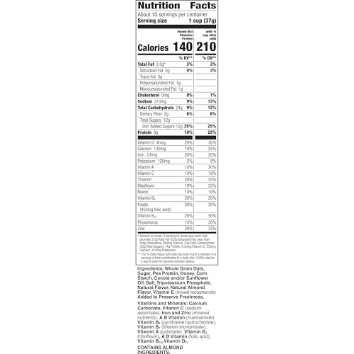 Image of Honey Nut Cheerios Protein Cereal, 8g Protein, Gluten Free, Family Size, 14 oz