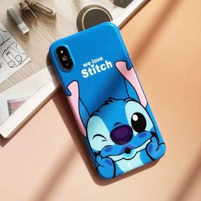 Ultra Slim Fit Soft TPU Blue Stitch Case for iPhone XR 6.1 Inch Anime Cartoon We Love Sleek Smooth Shockproof Protective Cute Lovely Cool Stylish Gift Kids Teens Girls