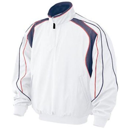 ミズノ ハーフZIPジャケット 長袖 52WW383 01 ホワイト/ネイビー L