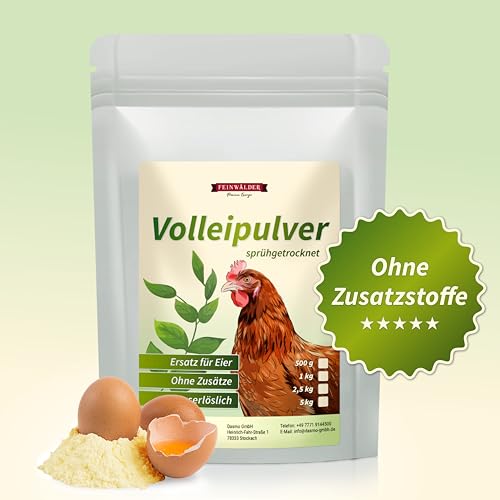 Feinwälder® Volleipulver/Eipulver aus Hühnereiern/Eiersatz für Kochen und Backen/lang haltbare Trocken-Nahrung im wiederverschließbaren Beutel (1 kg)