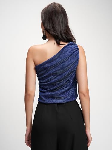 Image of Tokyo Talkies Women's Solid One Shoulder Draped Top | Elegant Asymmetrical Design for A Chic Look | Tops for Woman | Women Tops | Stylish Top